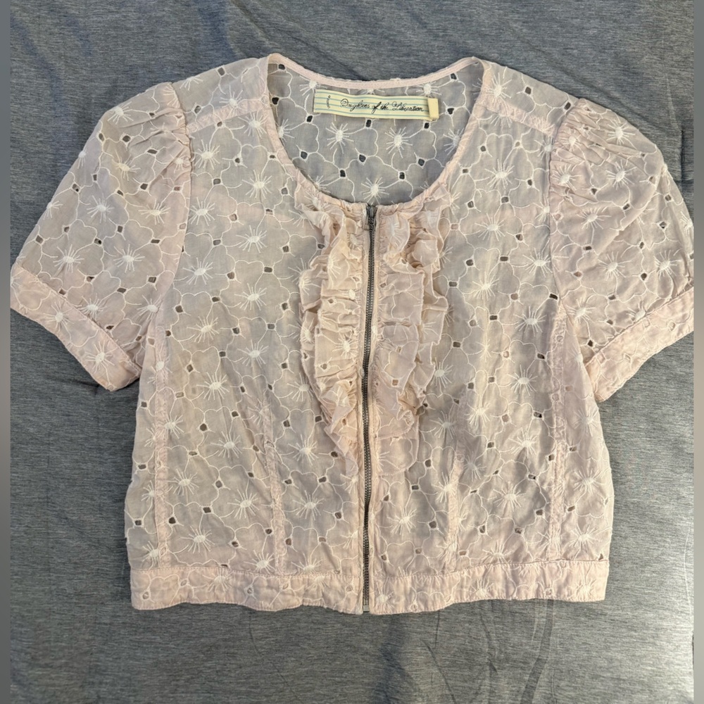 Elegant Pink Lace Blouse
